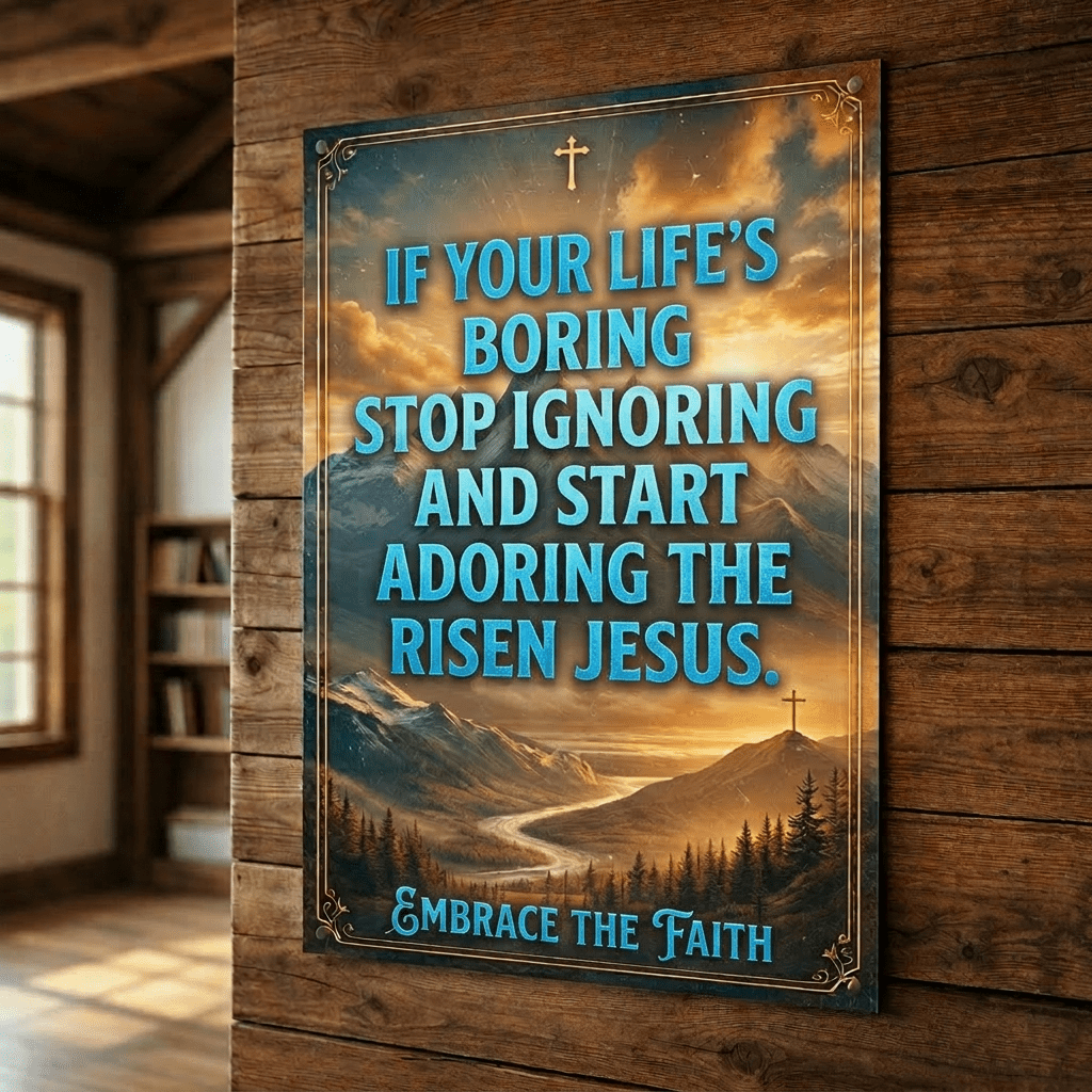 Poster with text Faith can move mountains with God all things are possible Matthew 19:26 over a mountain landscape