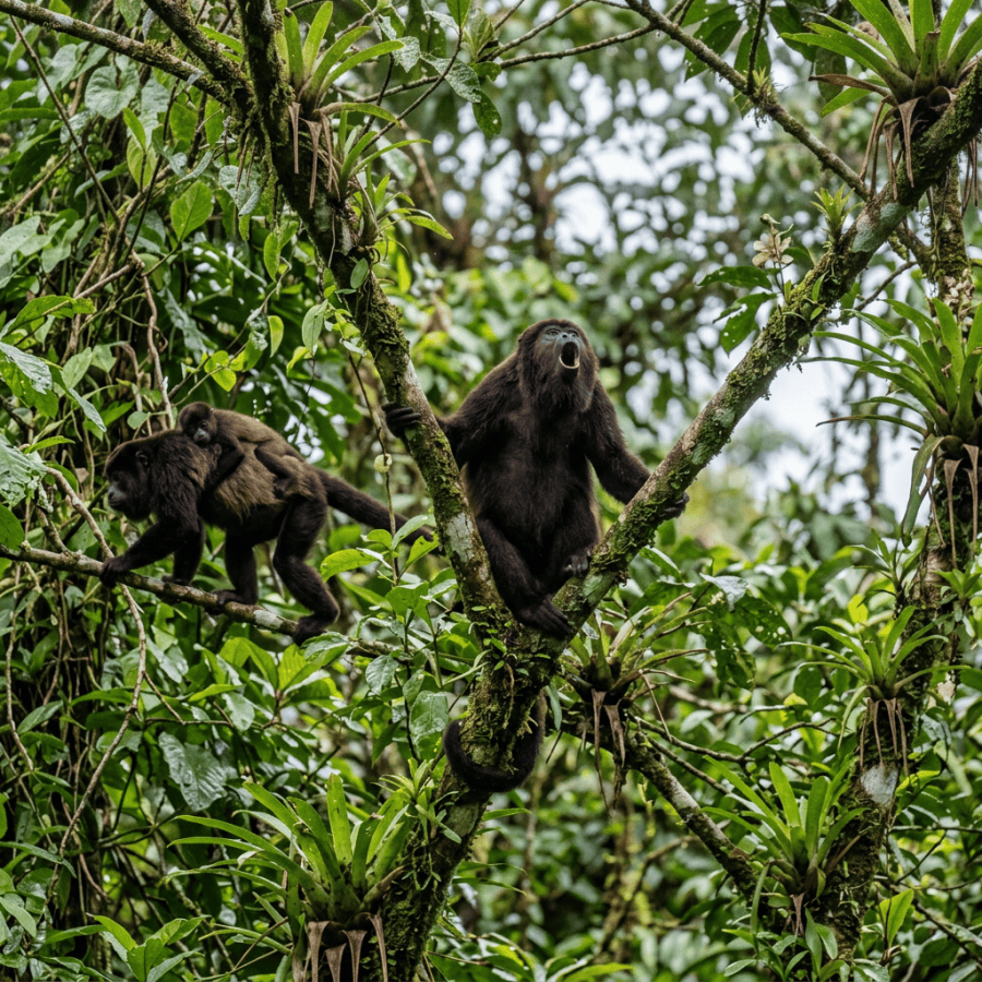 Howler monkeys in Costa Rica treetops