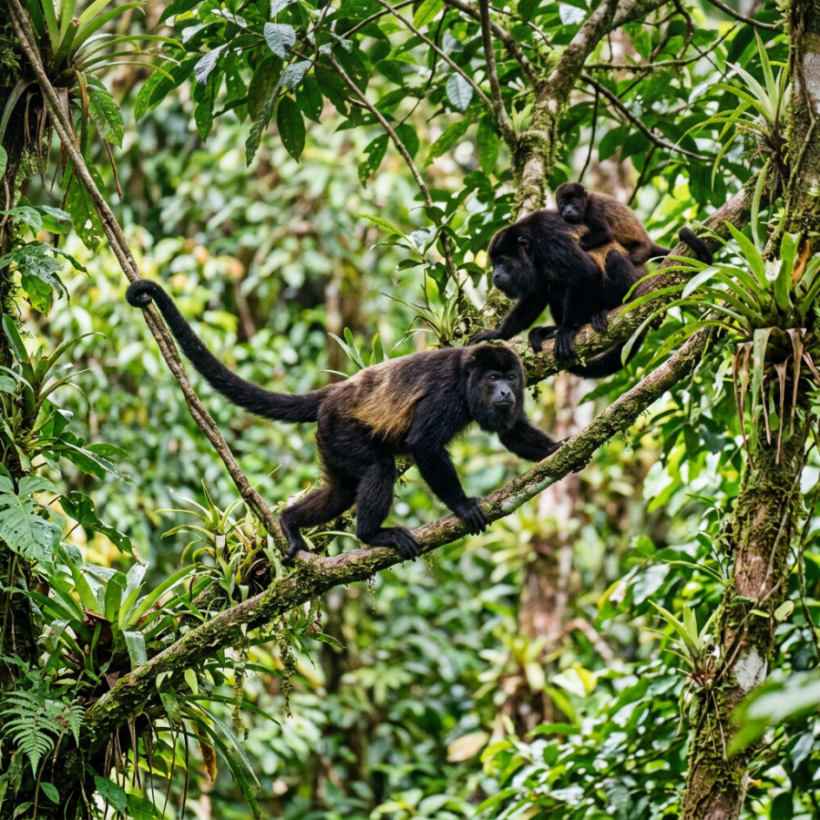 Howler monkeys in Costa Rica treetops