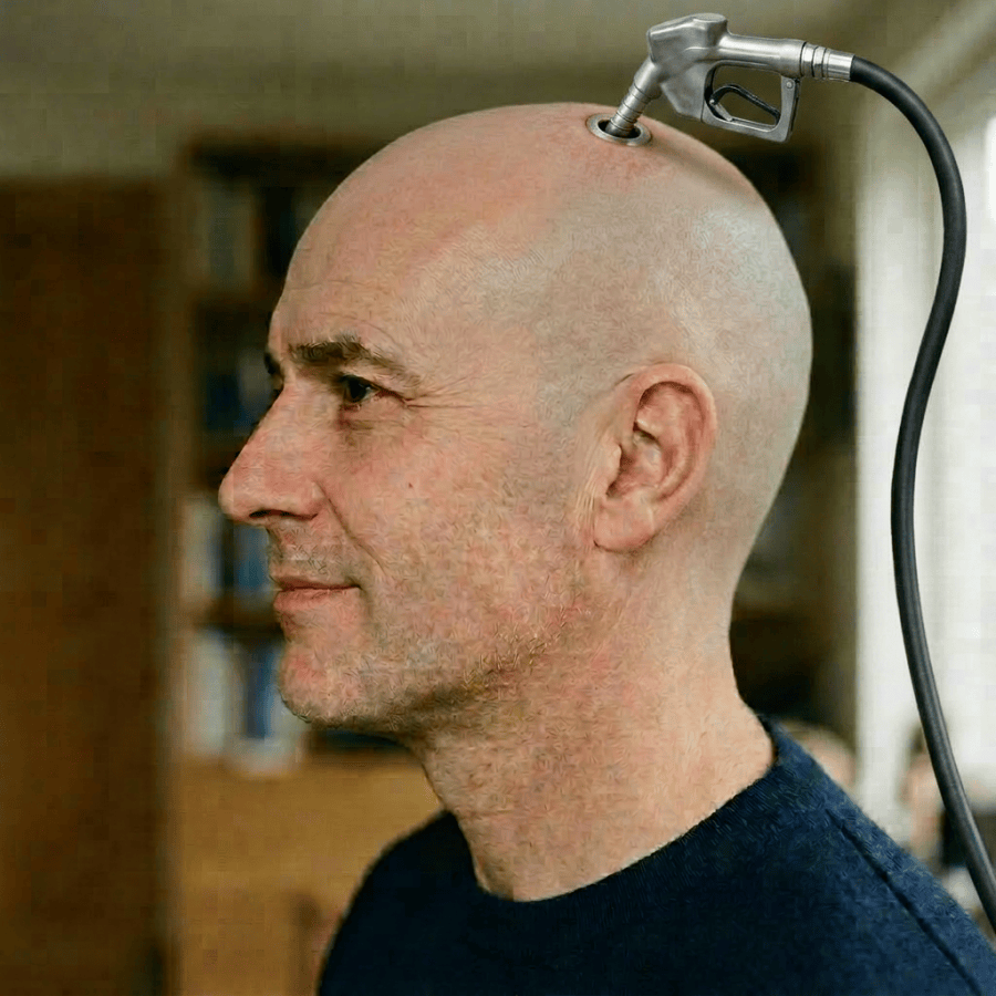 Move gas pump to top of head